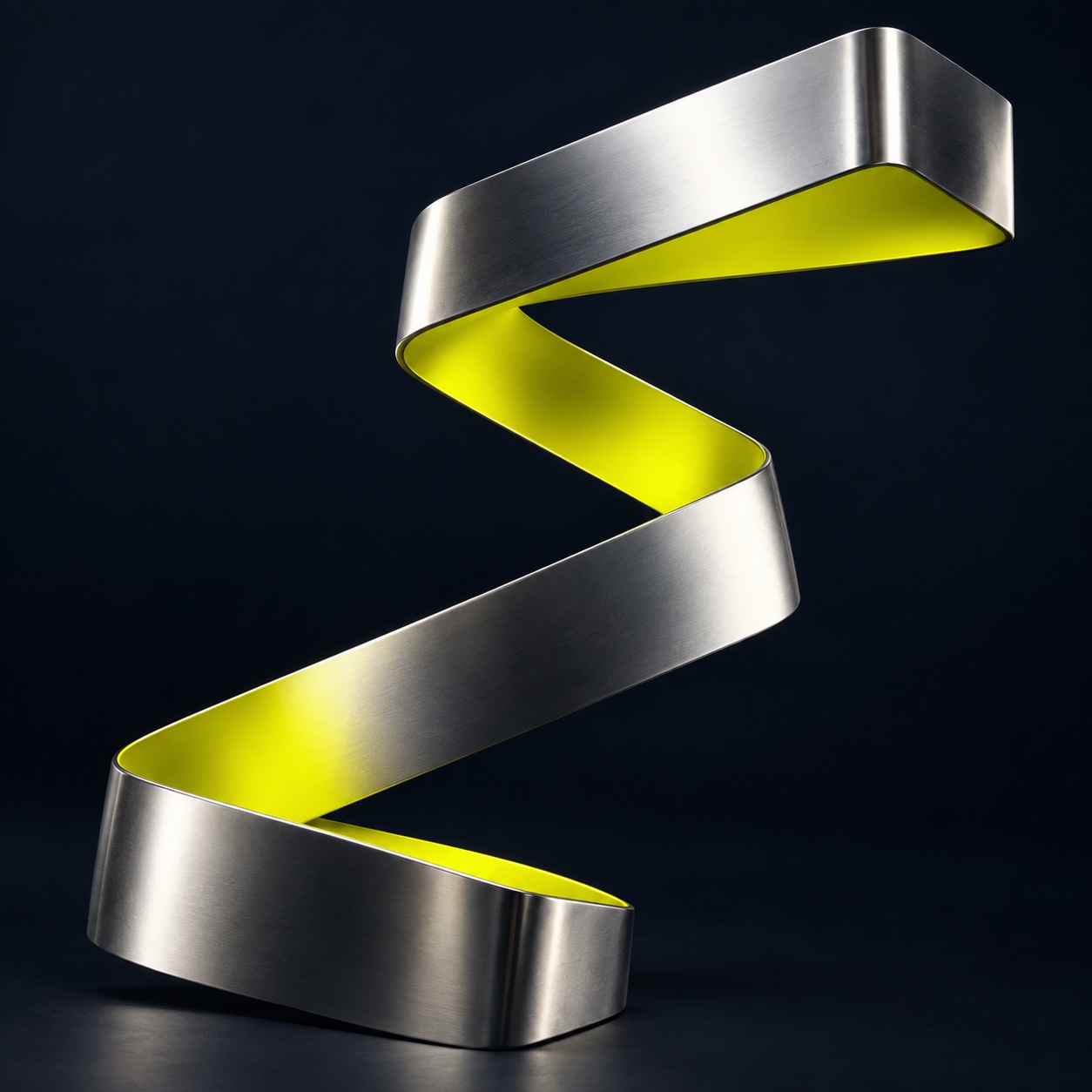 ZXAI metallic ribbon with a lime interior against navy